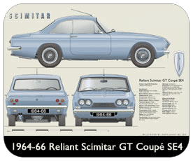 Reliant Scimitar GT Coupe SE4 1964-66 Place Mat, Small